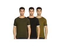 Neostreak Men’s Solid Slim fit T-Shirt (Pack of 3) (neorndteeconcuf-p3-bladgrnolv-m_Black, Dark, Olive Green Medium) Rs. 452