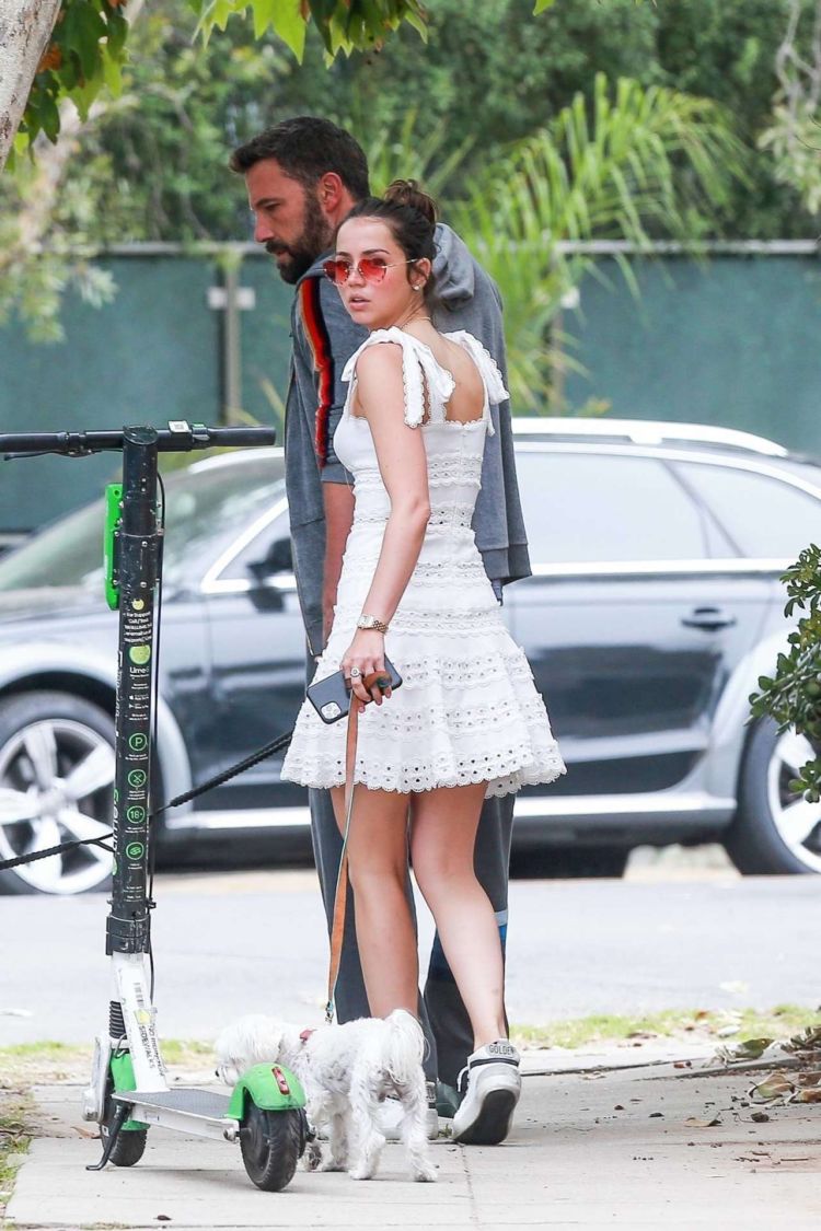 Ana De Armas Out For A Morning Walk In A White Dress