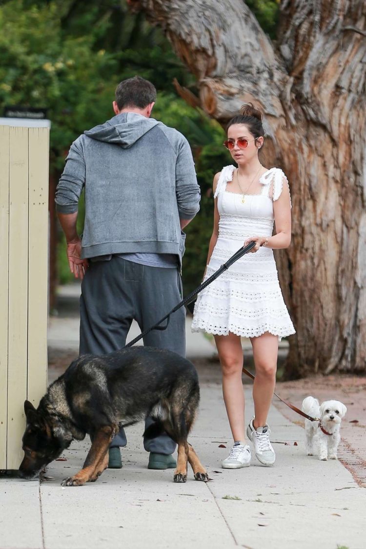 Ana De Armas Out For A Morning Walk In A White Dress