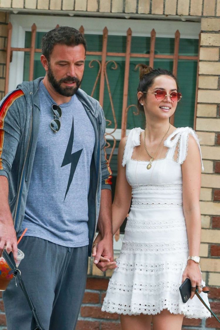 Ana De Armas Out For A Morning Walk In A White Dress