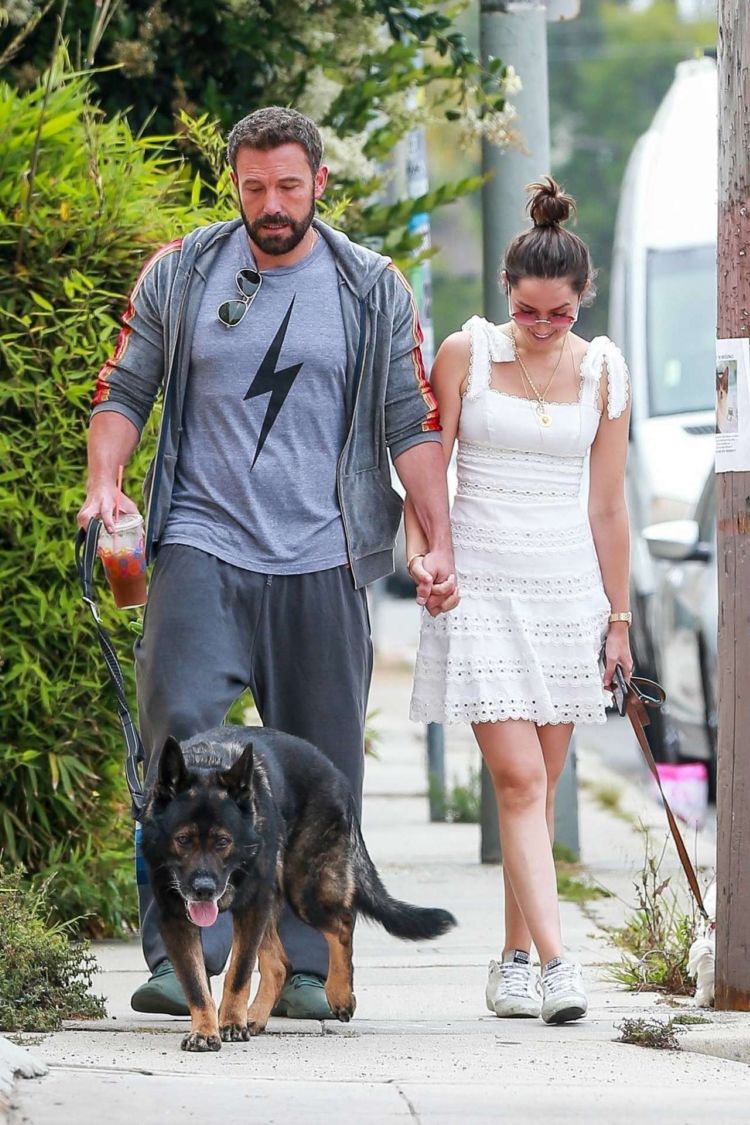 Ana De Armas Out For A Morning Walk In A White Dress