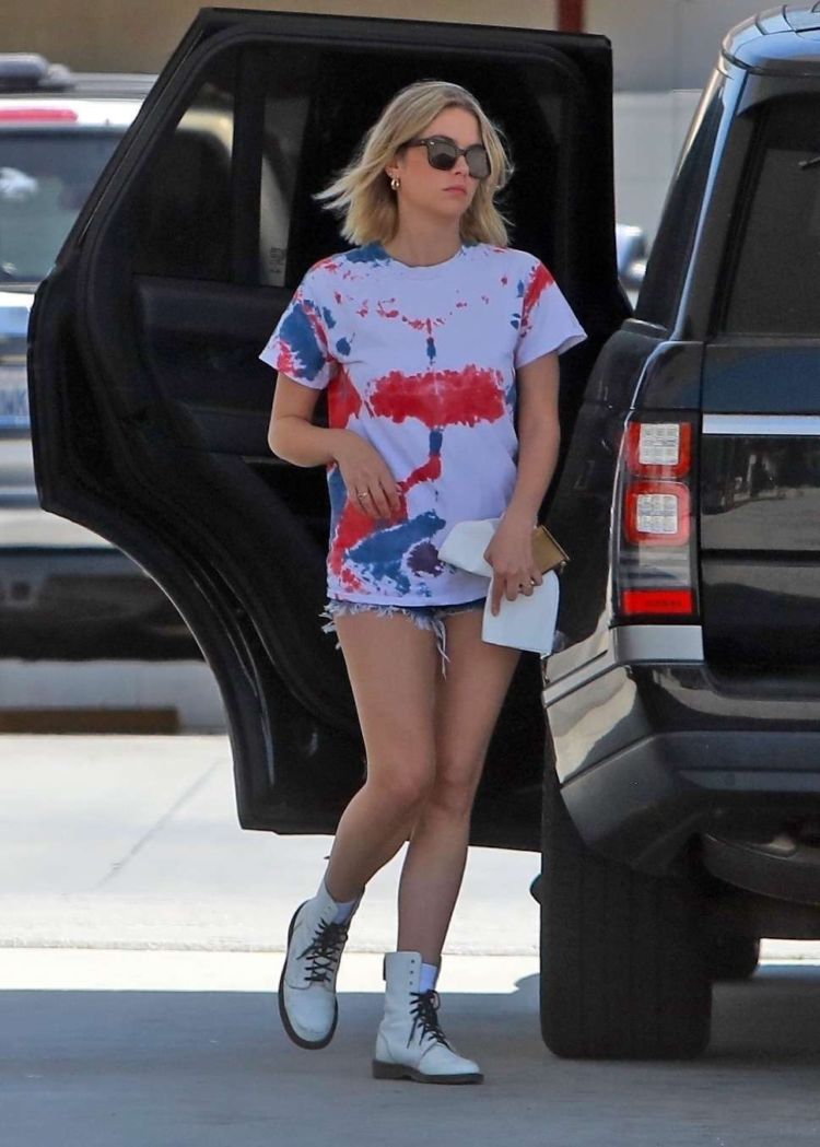 Ashley Benson Spotted Pumping Gas In Shorts Out In Los Angeles