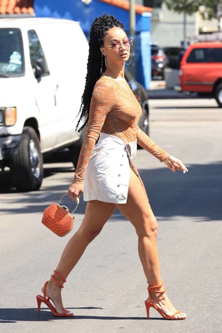 Draya Michele Candids In Skirt Running Errands In Los Angeles