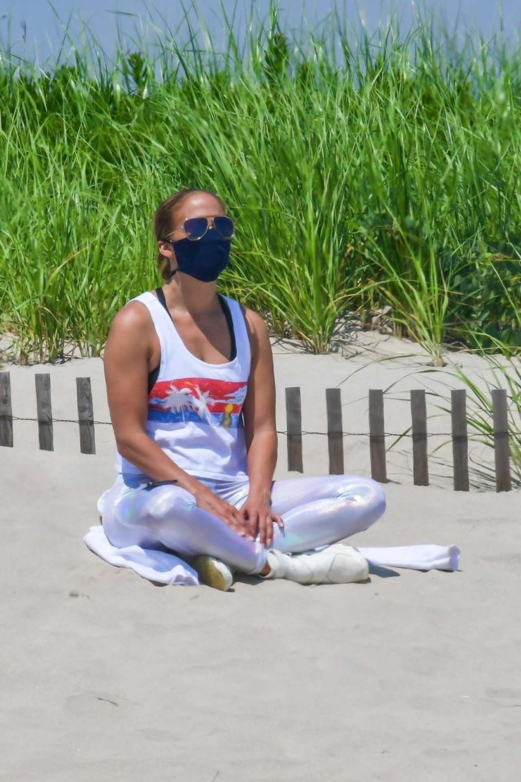 Jennifer Lopez Spotted On The Beach In The Hamptons