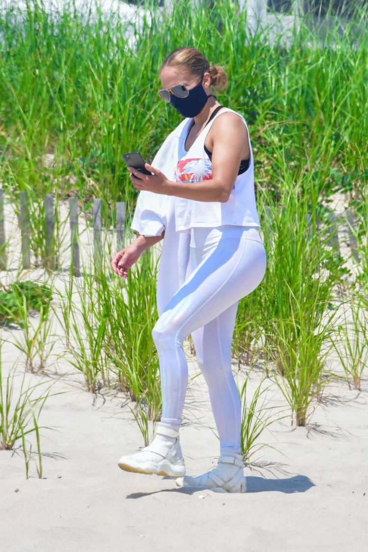 Jennifer Lopez Spotted On The Beach In The Hamptons