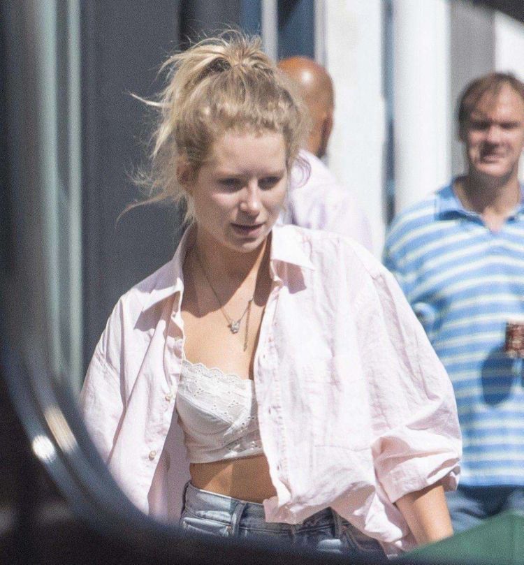 Lottie Moss Candids In A White Shirt And Blue Shorts Out In Sussex