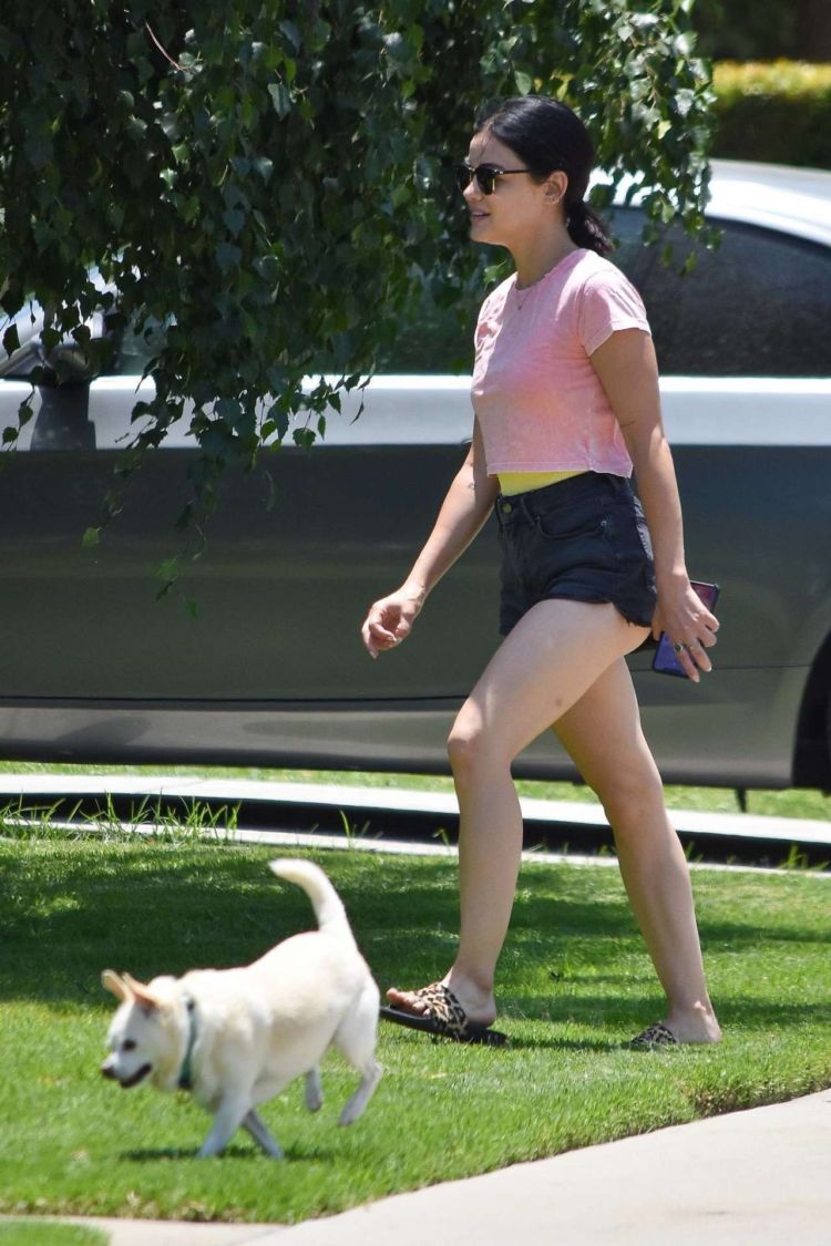 Lucy Hale Candids In Shorts At Her Friend's House In Studio City