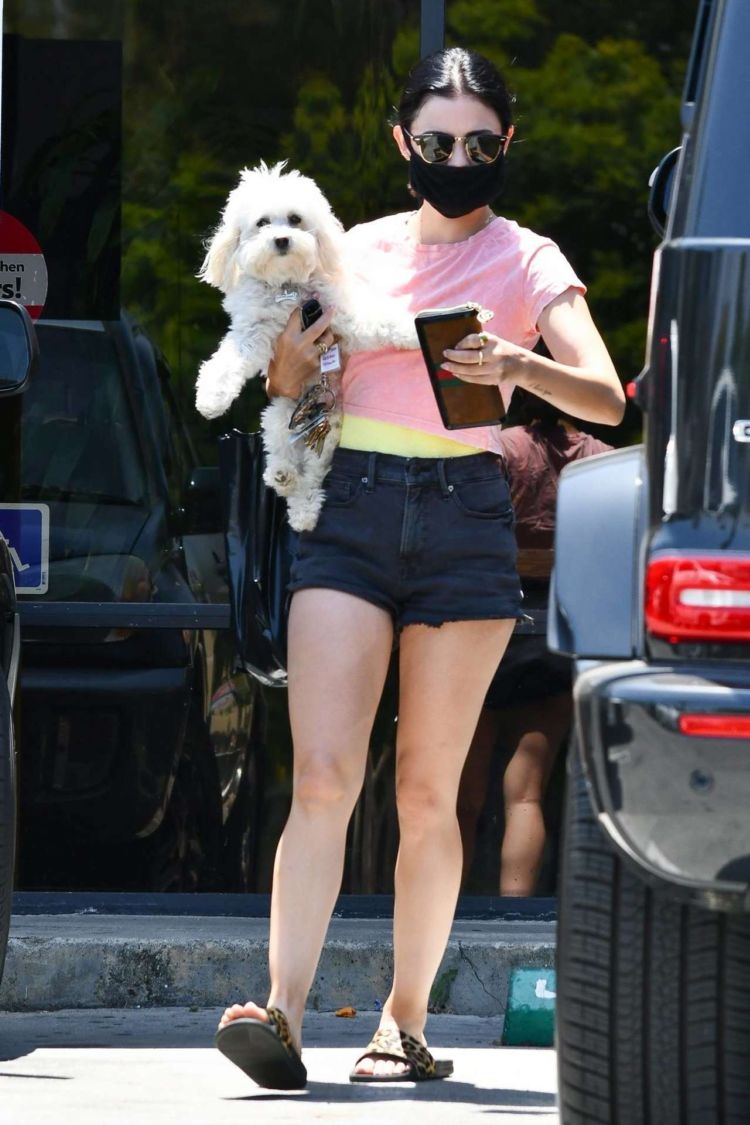 Lucy Hale Candids In Shorts At Her Friend's House In Studio City