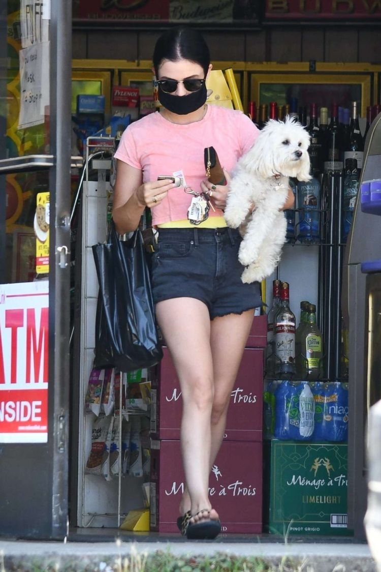 Lucy Hale Candids In Shorts At Her Friend's House In Studio City