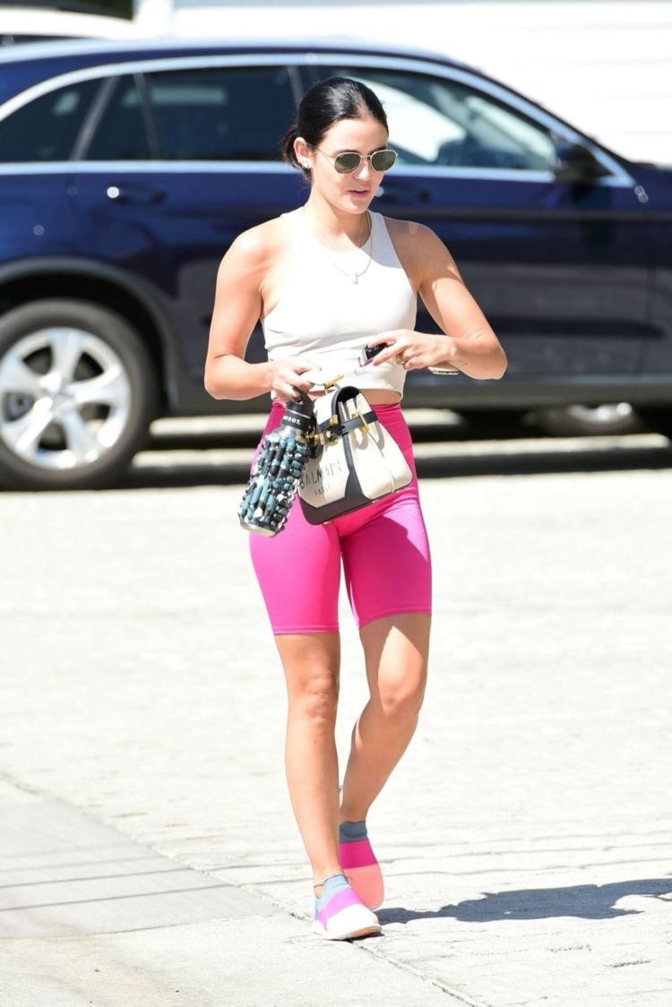 Lucy Hale Looks Pretty In Pink Leggings Out In Studio City