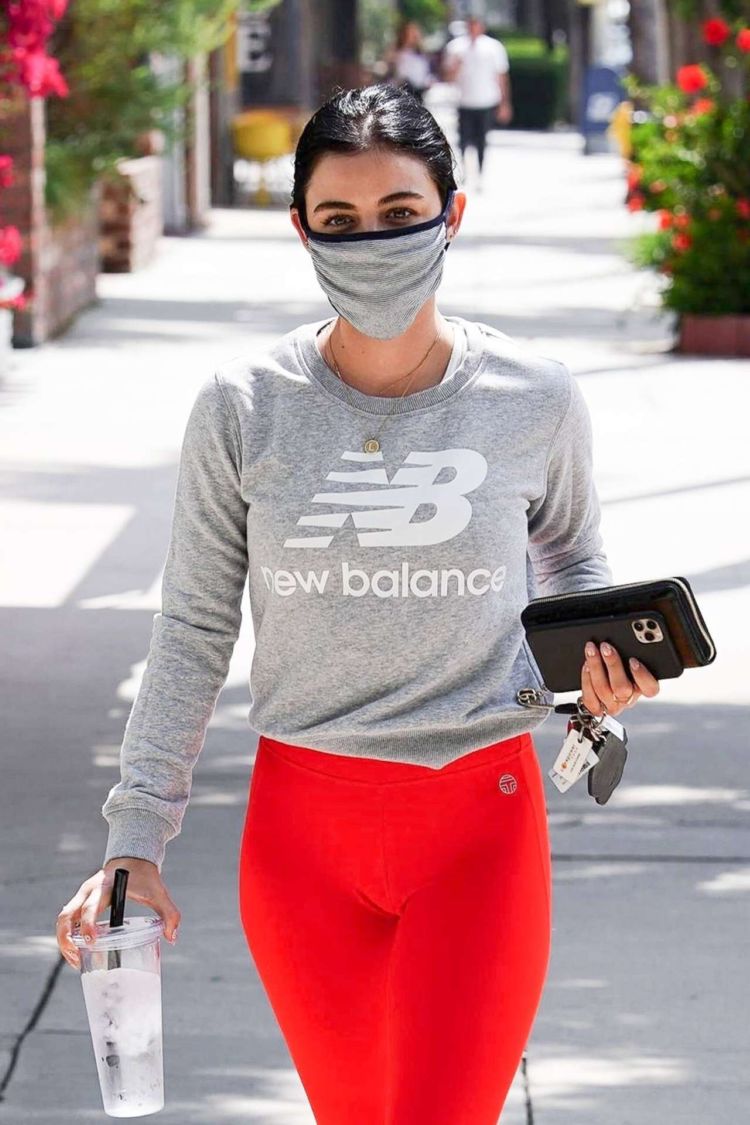Lucy Hale Candids In Red Leggings Out In Studio City