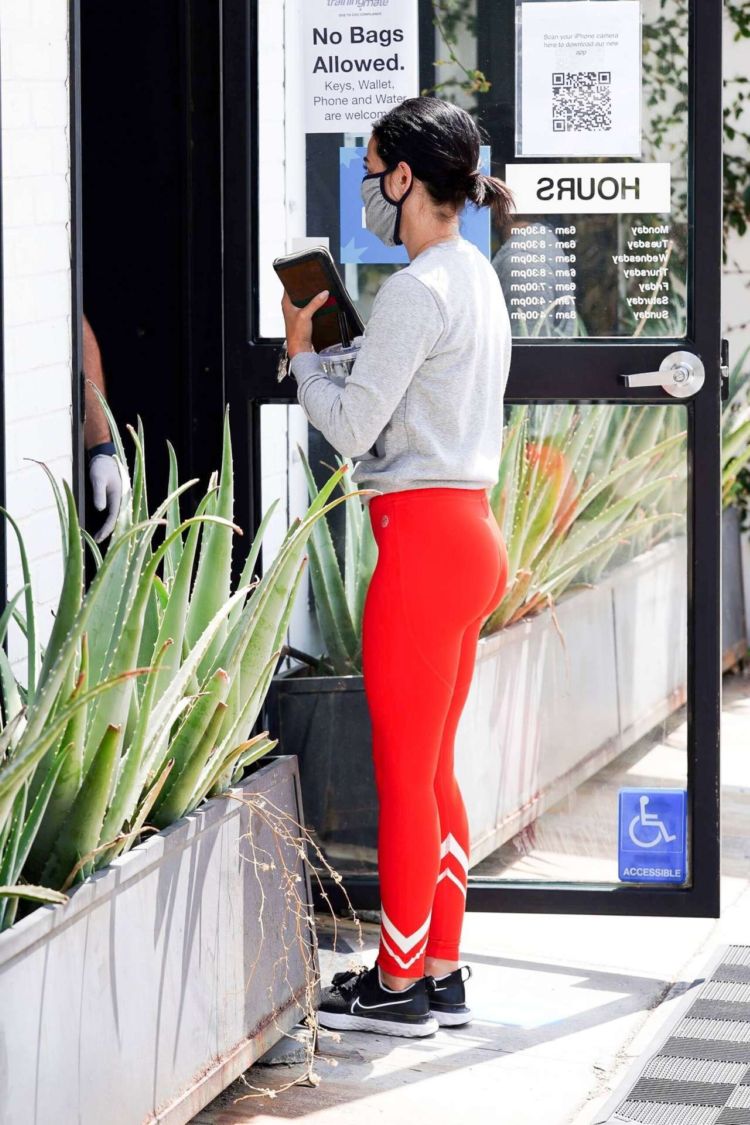 Lucy Hale Candids In Red Leggings Out In Studio City