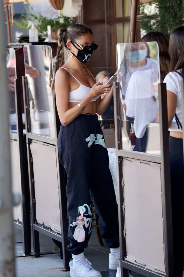 Madison Beer Candids In White Top At Il Pastaio In Beverly Hills