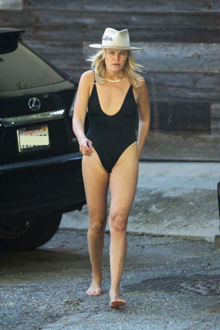 Malin Akerman Candids In Black Swimwear Outside Her Home In Los Angeles
