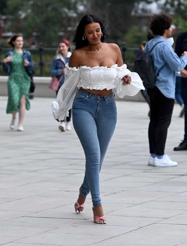 Maya Jama Candids In Jeans Out In London