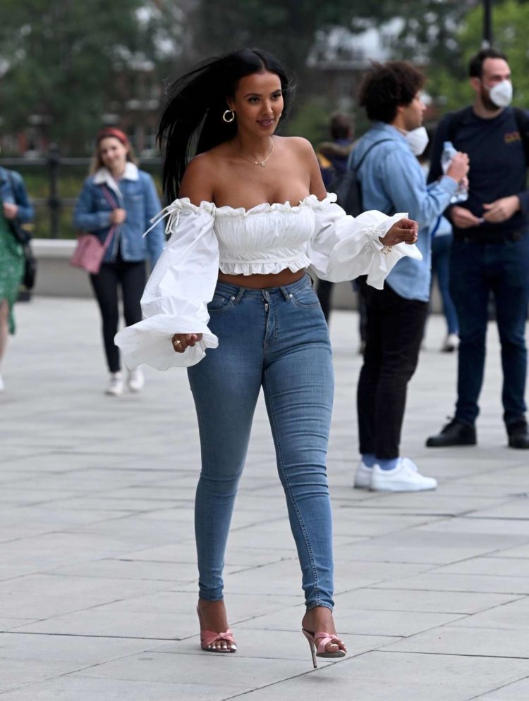 Maya Jama Candids In Jeans Out In London