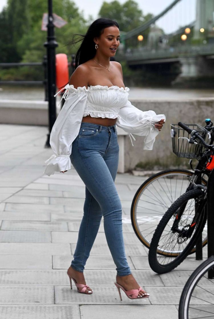 Maya Jama Candids In Jeans Out In London