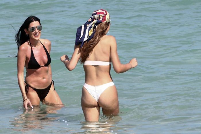 Amelia Gray Hamlin In A White Bikini On The Beach In Miami