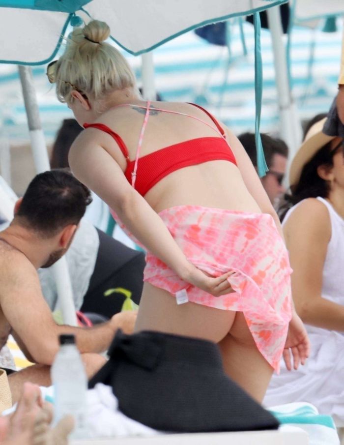 Ariel Winter Vacationing In A Red Bikini With Boyfriend Luke Benward On Laguna Beach