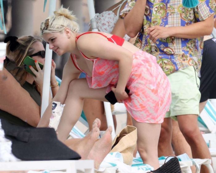 Ariel Winter Vacationing In A Red Bikini With Boyfriend Luke Benward On Laguna Beach