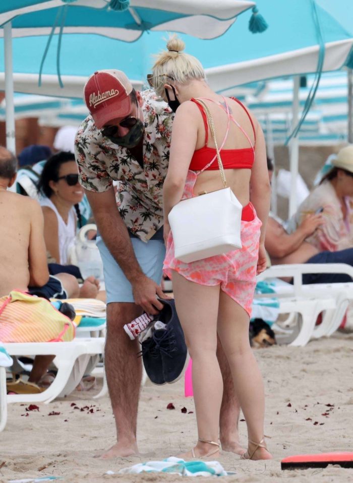 Ariel Winter Vacationing In A Red Bikini With Boyfriend Luke Benward On Laguna Beach