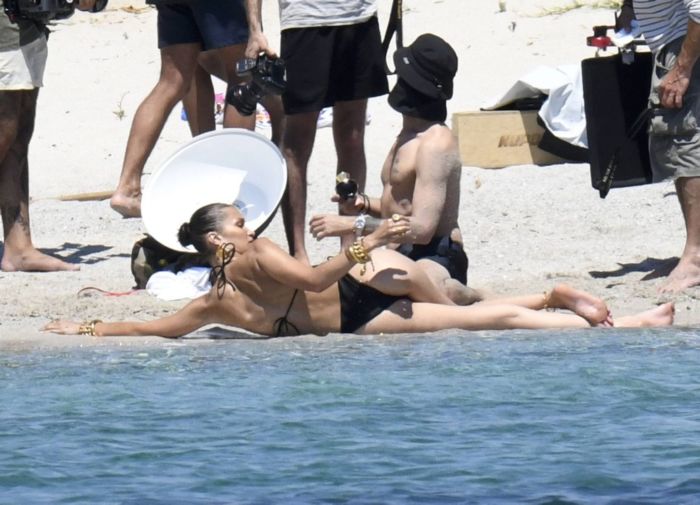 Bella Hadid Backstage For A Bikini Photoshoot In Corsica