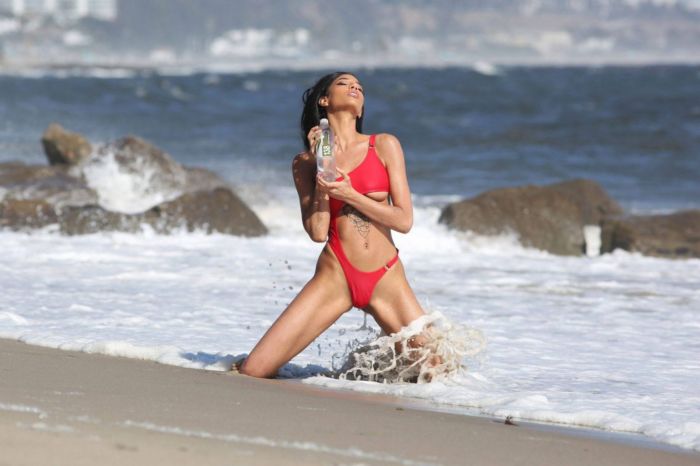Briana Marie In A Red Swimsuit For 138 Water Photoshoot In Malibu