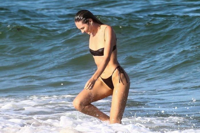 Candice Swanepoel Vacationing In Black Bikini On The Beach In Miami