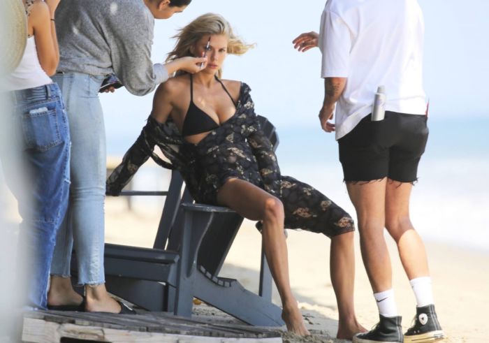 Charlotte McKinney Posing For A Bikini Shoot On The Beach