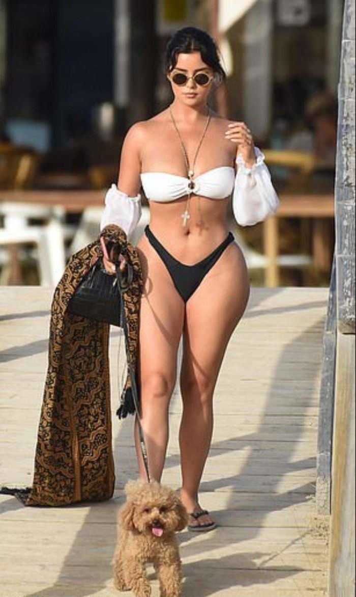 Demi Rose Mawby In A White And Black Bikini In Ibiza