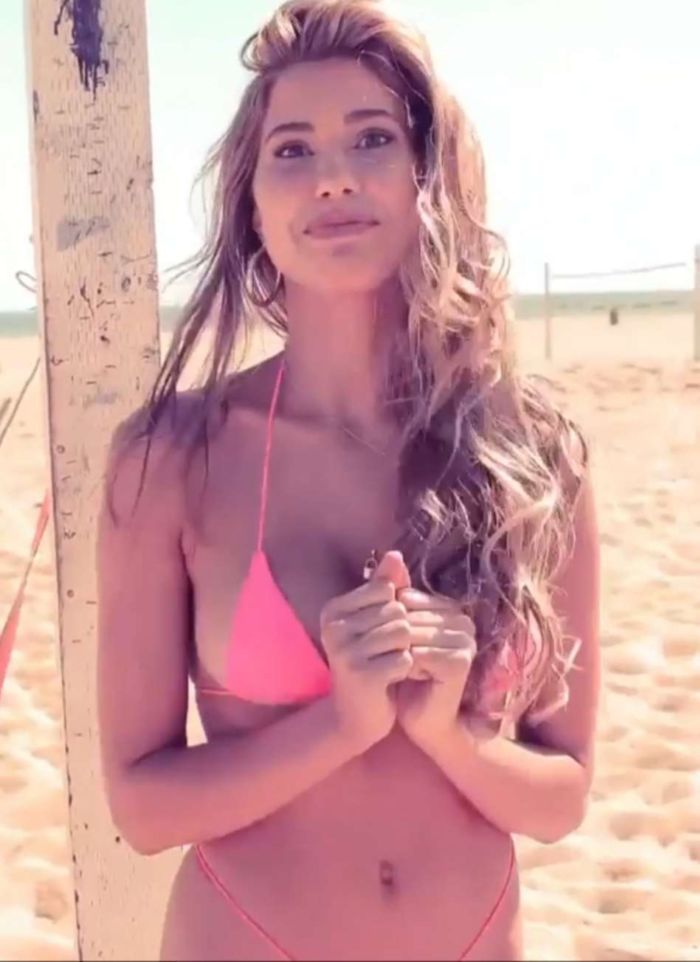 Kara Del Toro At The Beach In Pink Bikini