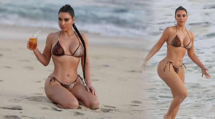 Kim Kardashian Enjoying In A Bikini On The Beach In Malibu