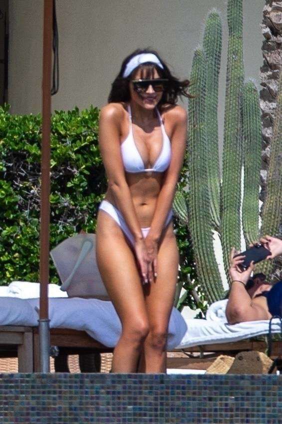 Olivia Culpo In A White Bikini At The Pool In Cabo San Lucas