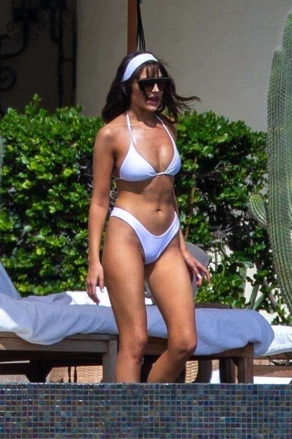 Olivia Culpo In A White Bikini At The Pool In Cabo San Lucas