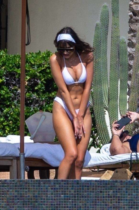 Olivia Culpo In A White Bikini At The Pool In Cabo San Lucas