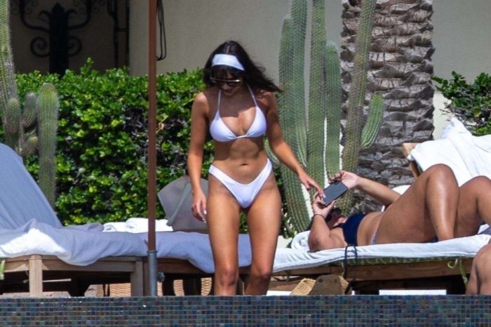 Olivia Culpo In A White Bikini At The Pool In Cabo San Lucas
