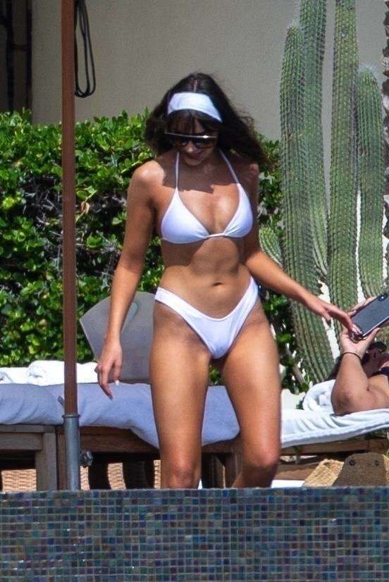 Olivia Culpo In A White Bikini At The Pool In Cabo San Lucas