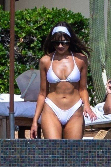 Olivia Culpo In A White Bikini At The Pool In Cabo San Lucas