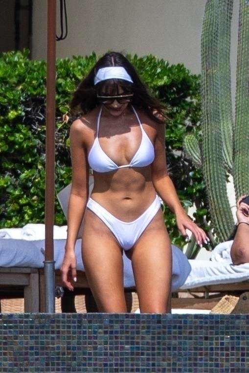 Olivia Culpo In A White Bikini At The Pool In Cabo San Lucas