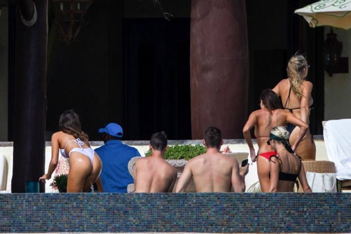 Olivia Culpo In A White Bikini At The Pool In Cabo San Lucas