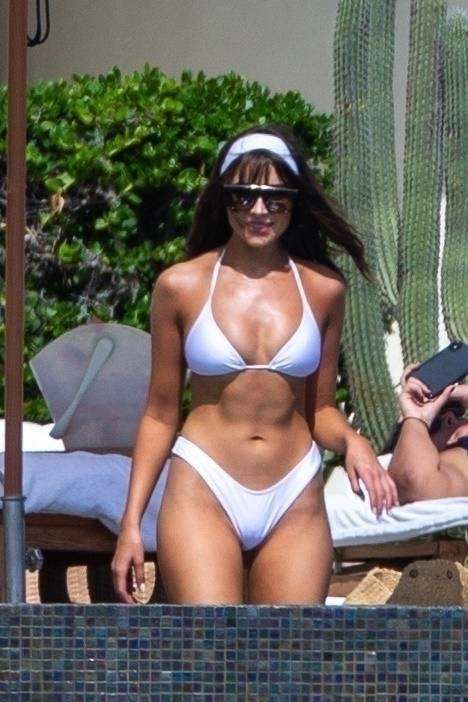 Olivia Culpo In A White Bikini At The Pool In Cabo San Lucas