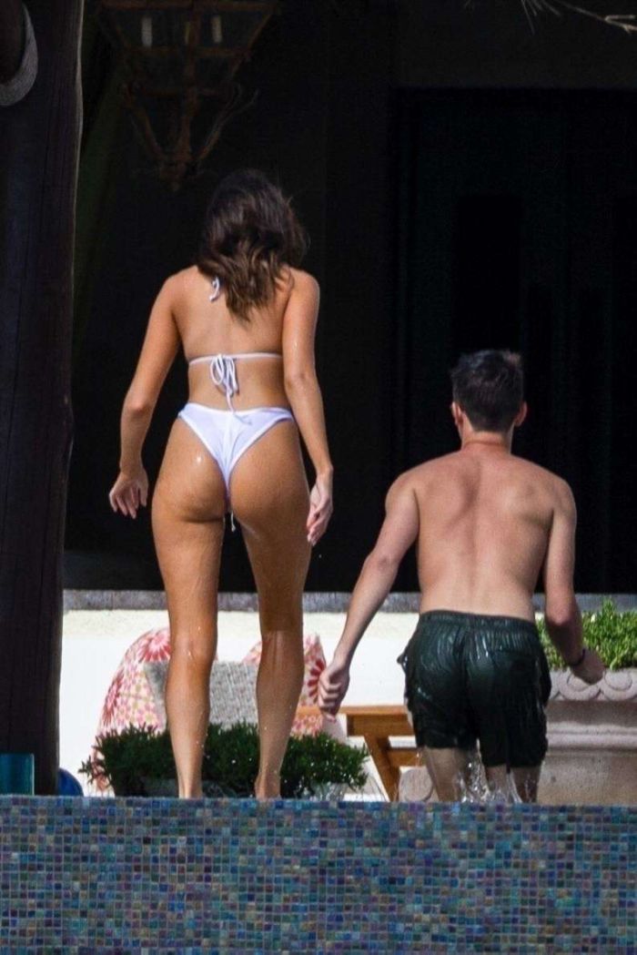 Olivia Culpo In A White Bikini At The Pool In Cabo San Lucas