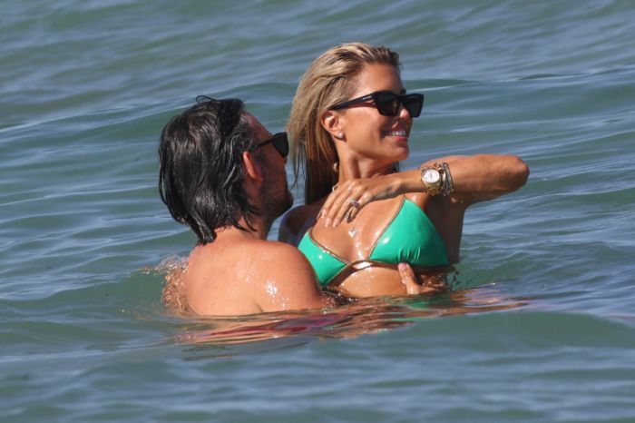 Sylvie Meis In A Green Bikini On The Beach In Saint Tropez