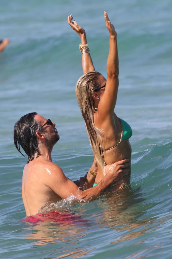 Sylvie Meis In A Green Bikini On The Beach In Saint Tropez