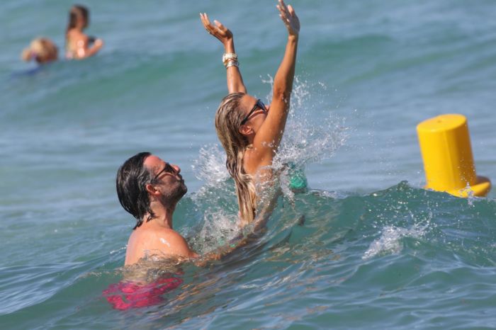 Sylvie Meis In A Green Bikini On The Beach In Saint Tropez