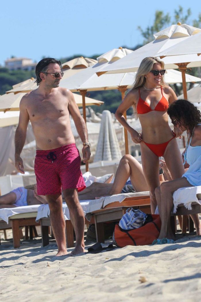 Sylvie Meis Booty Vacationing In Red Bikini On The Beach In Saint Tropez