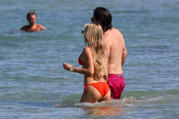 Sylvie Meis Booty Vacationing In Red Bikini On The Beach In Saint Tropez