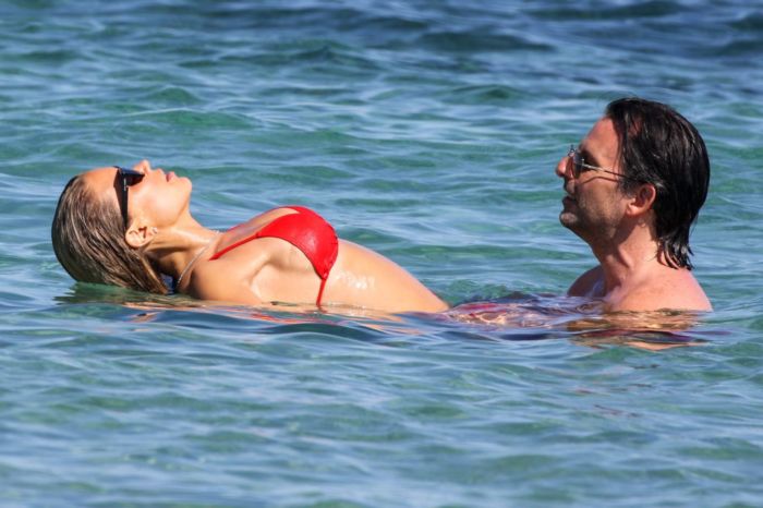 Sylvie Meis Booty Vacationing In Red Bikini On The Beach In Saint Tropez