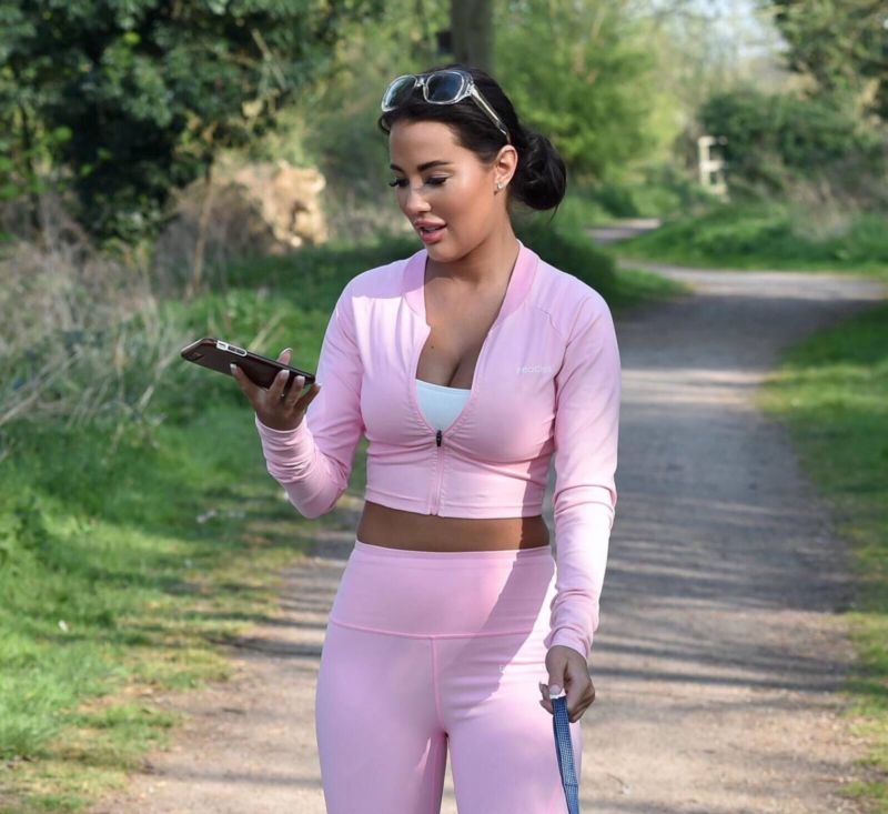 Yazmin Oukhellou Walking Her Dog Out In Essex