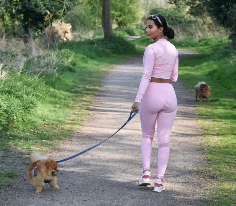 Yazmin Oukhellou Walking Her Dog Out In Essex